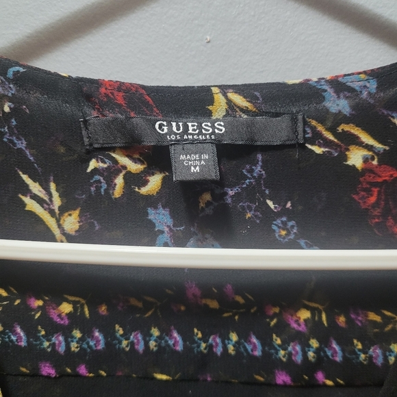 Guess Black Sheer Floral Blouse M - Picture 4 of 8